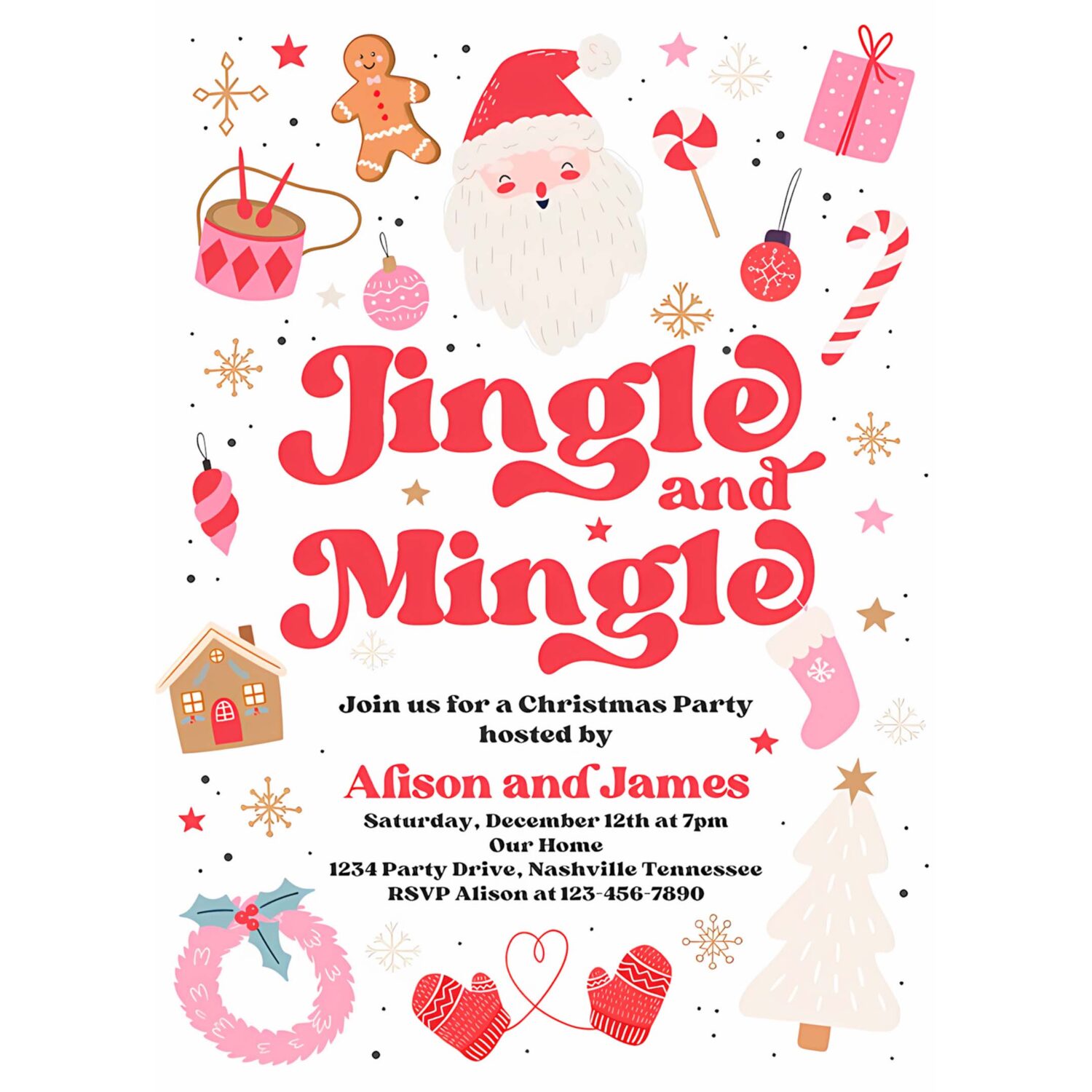 Editable jingle and mingle christmas party invitation jingle and mingle holiday party invitation santa christmas party instant download hhy 4