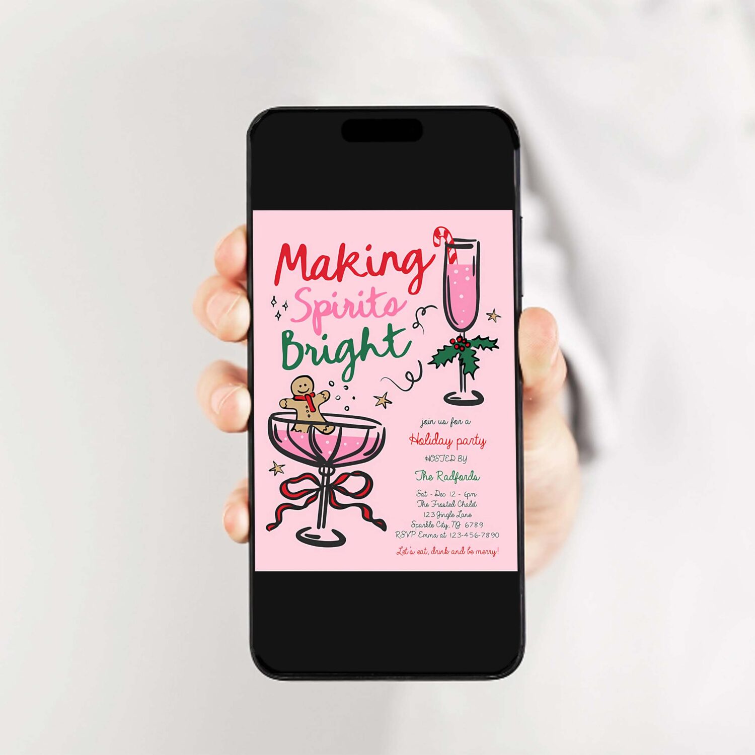 Editable jingle and mingle christmas party invitation pink red hand drawn jingle and mingle holiday cocktail party instant download jj9 2