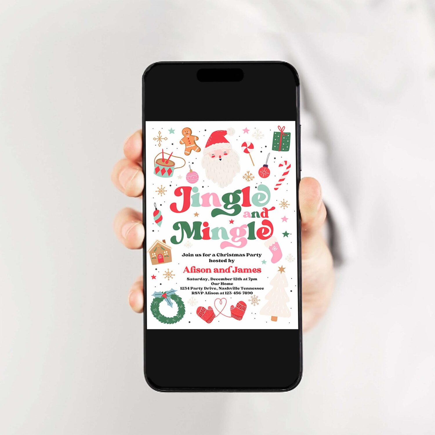 Editable jingle and mingle christmas party invitations jingle and mingle holiday party invitation santa christmas party instant download hhy 2