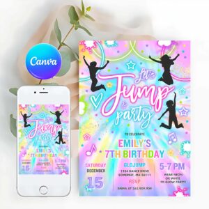Jump Invitation, Jump Birthday Party Invitation