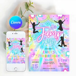 Jump Invitation, Jump Birthday Party Invitation