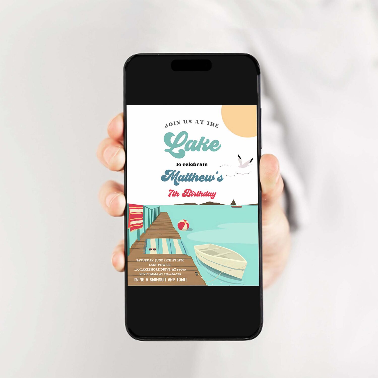 Editable lake birthday party invitation boat lake birthday party summer lake water party join us at the lake party 2