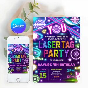Laser Tag Invitation, Laser Tag Birthday Party Invitation