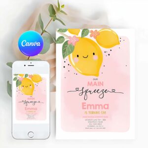 Lemon Invitation, Lemon Birthday Invitation