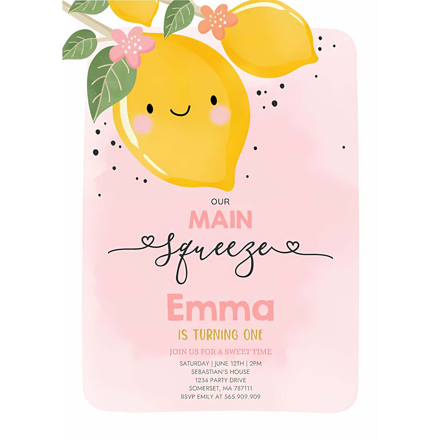 Editable lemon birthday invitation our main squeeze birthday invitation citrus lemonade birthday sunshine birthday 4