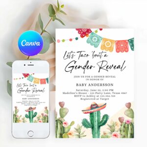 Taco Invitation, Let's Taco Bout a Gender Reveal Party Invitation
