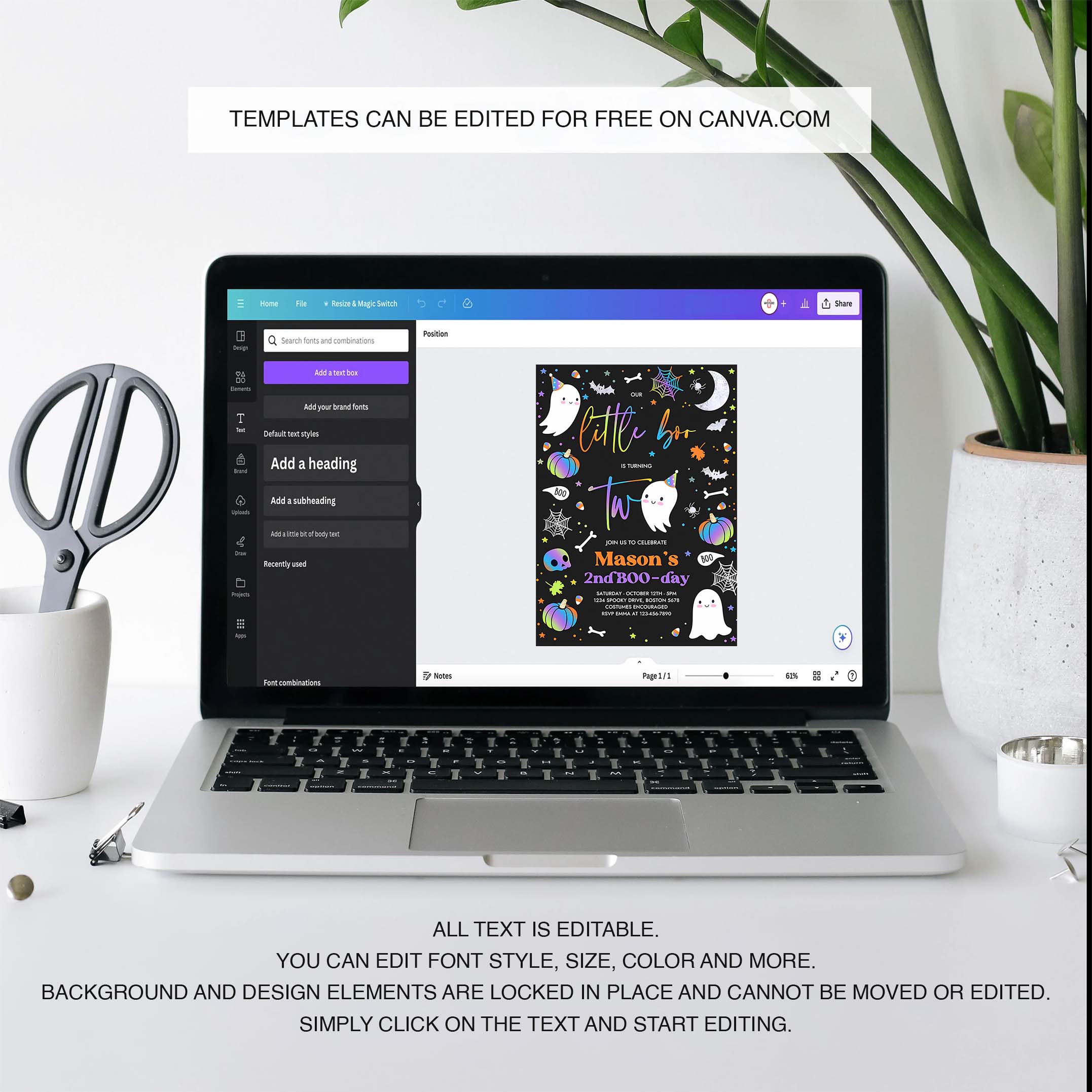 Editable Little Boo 2nd Birthday Party Invitation Cute Blue Halloween Ghost 2nd Birthday Party Spooktacular 2nd Birthday Instant Download G2