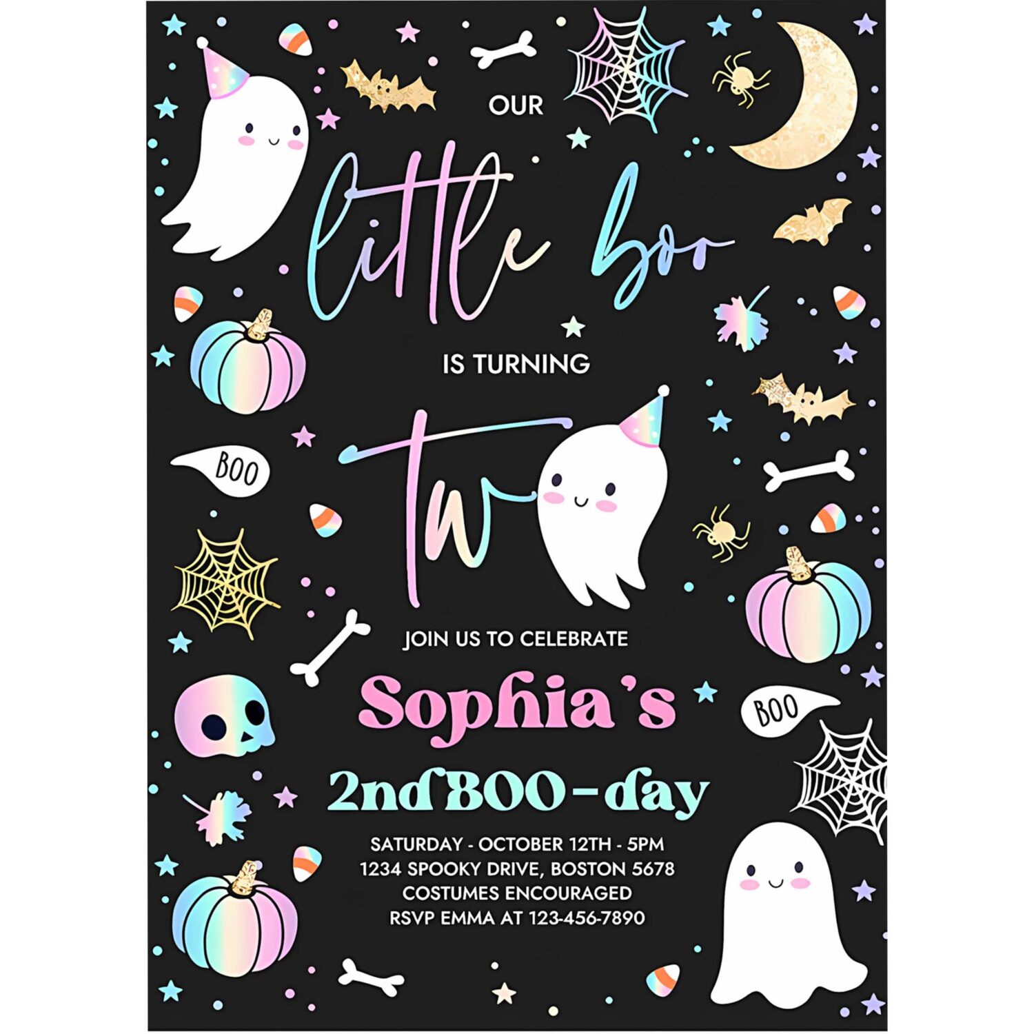 Editable little boo 2nd birthday party invitation cute pink halloween ghost 2nd birthday party spooktacular 2nd birthday instant download s9 4