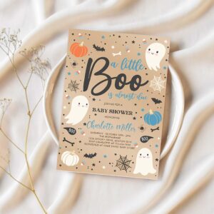 Editable little boo baby shower invitation boy blue ghost baby shower invitation halloween boy ghost baby shower instant download gy8 1