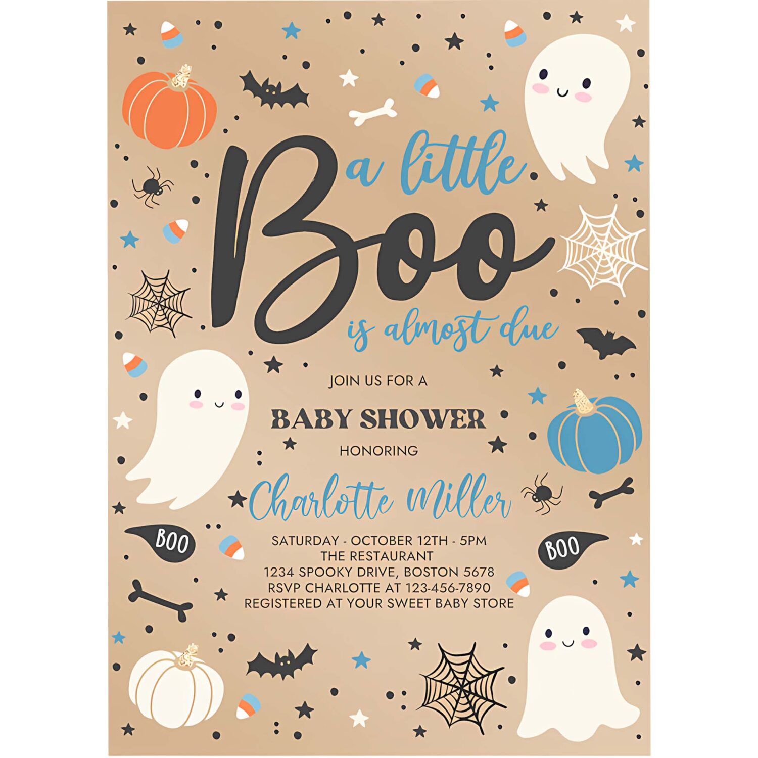 Editable little boo baby shower invitation boy blue ghost baby shower invitation halloween boy ghost baby shower instant download gy8 4