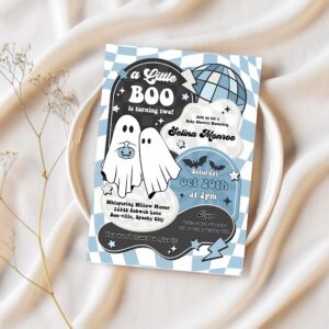Editable little boo baby shower invitation boy blue ghost baby shower invitation halloween boy ghost baby shower instant download yt6 1