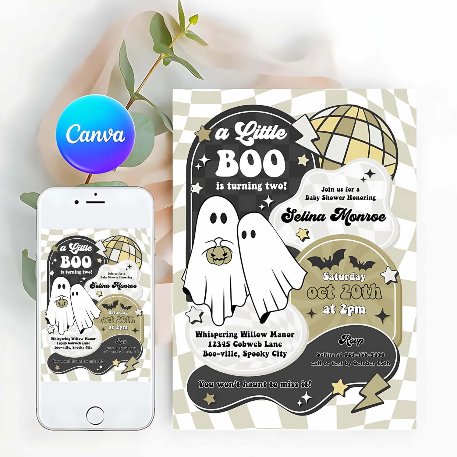 Editable little boo baby shower invitation gender neutral ghost baby shower invitation halloween boy ghost baby shower instant download yt3