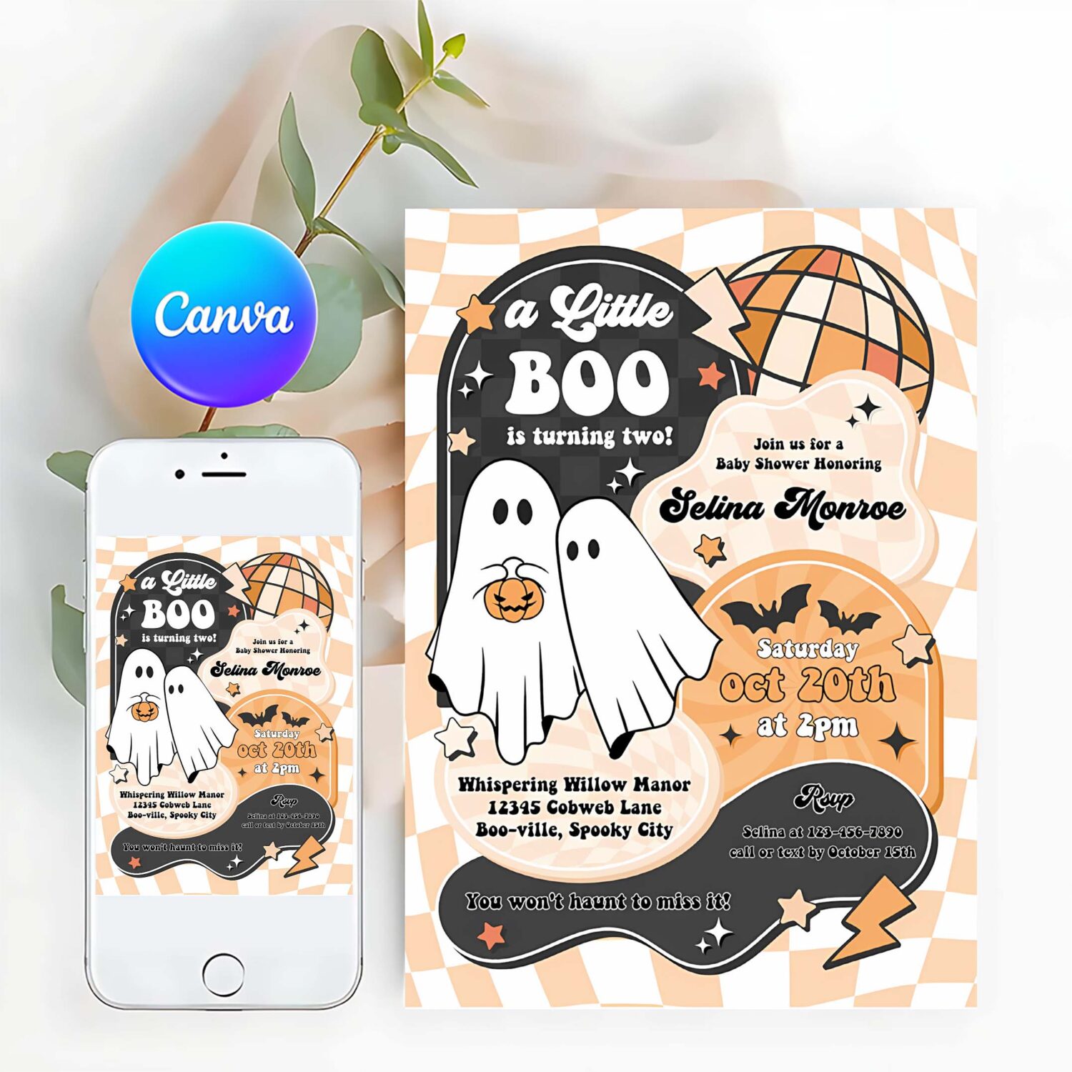 Editable little boo baby shower invitation gender neutral ghost baby shower invitation halloween boy ghost baby shower instant download yt4