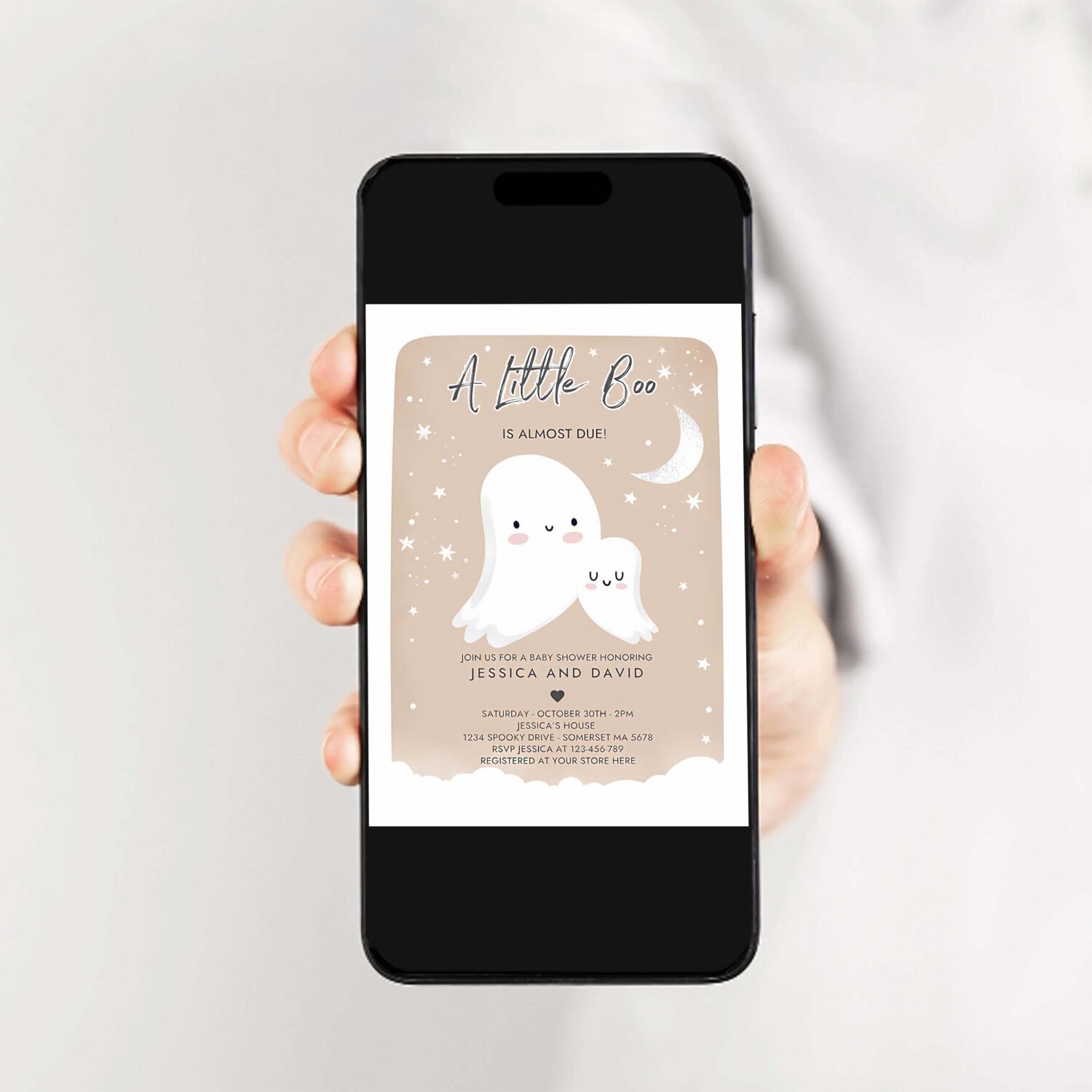Editable little boo baby shower invitation gender neutral ghost baby shower invitation halloween ghost baby shower instant download b9 2
