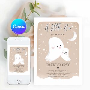 Little Boo Invitation, Little Boo Baby Shower Invitation Gender Neutral Ghost Baby Shower Invitation Halloween Ghost Baby Shower