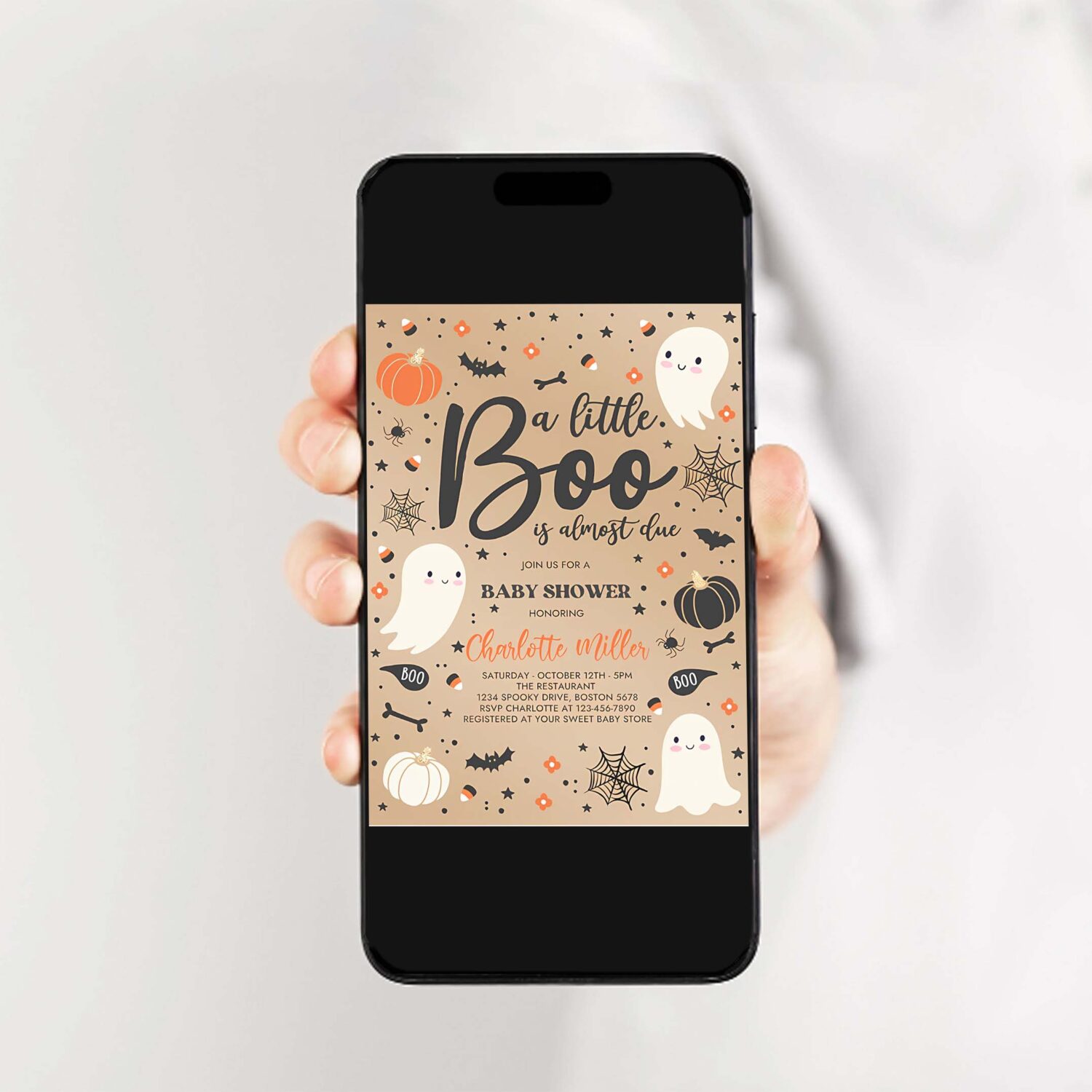 Editable little boo baby shower invitation gender neutral ghost baby shower invitation halloween pink ghost baby shower instant download gy7 2