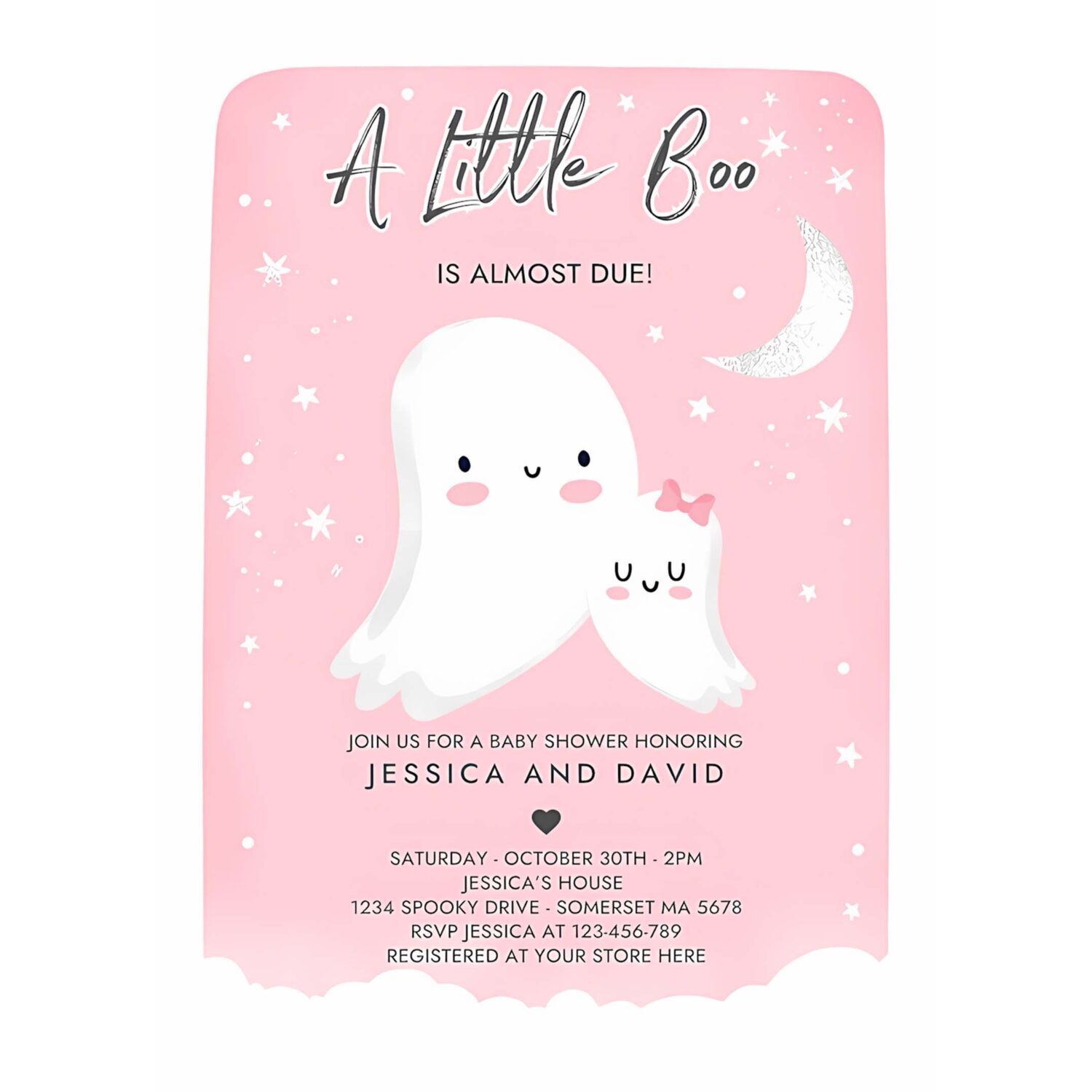 Editable little boo baby shower invitation pink ghost girl baby shower invitation halloween pink ghost baby shower instant download b7 4