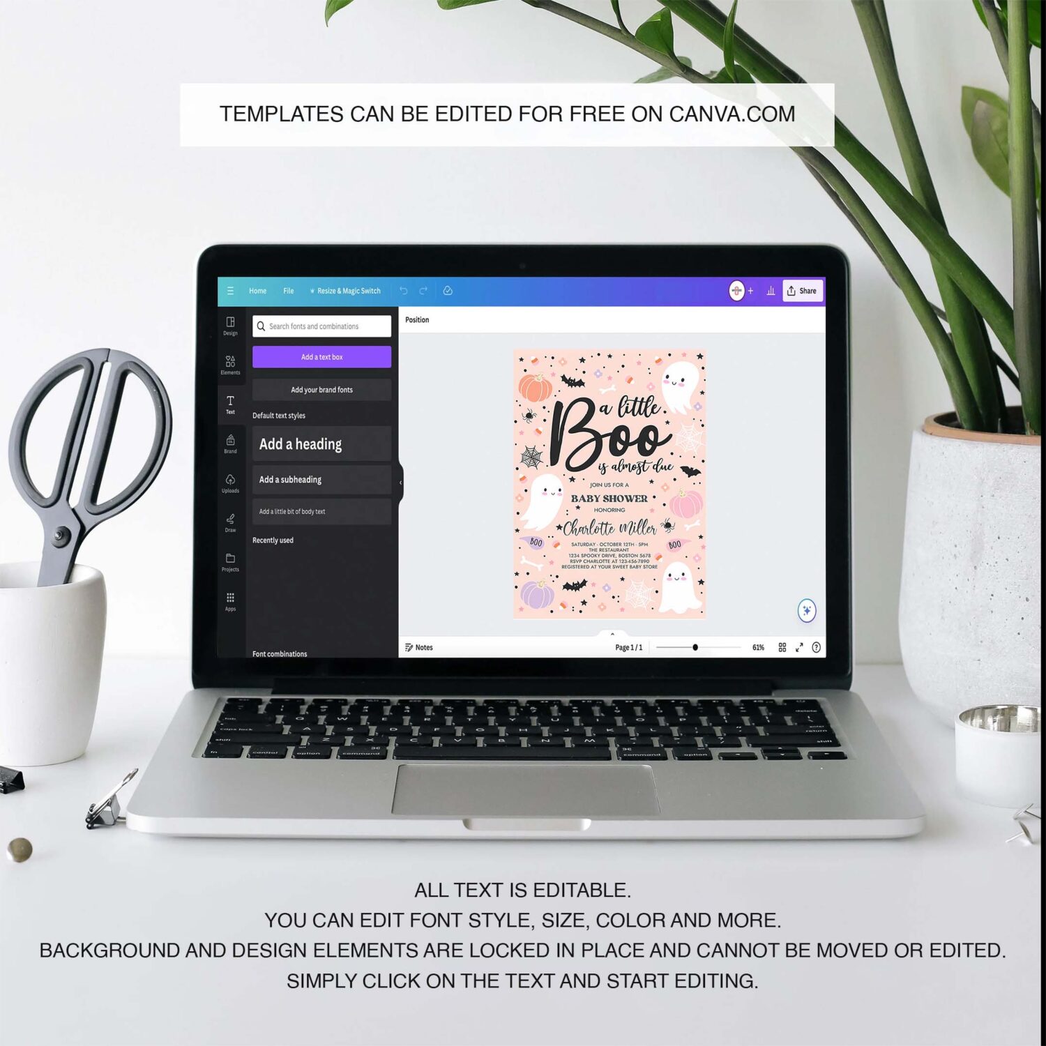 Editable little boo baby shower invitation purple ghost girl baby shower invitation halloween purple ghost baby shower instant download t4 3