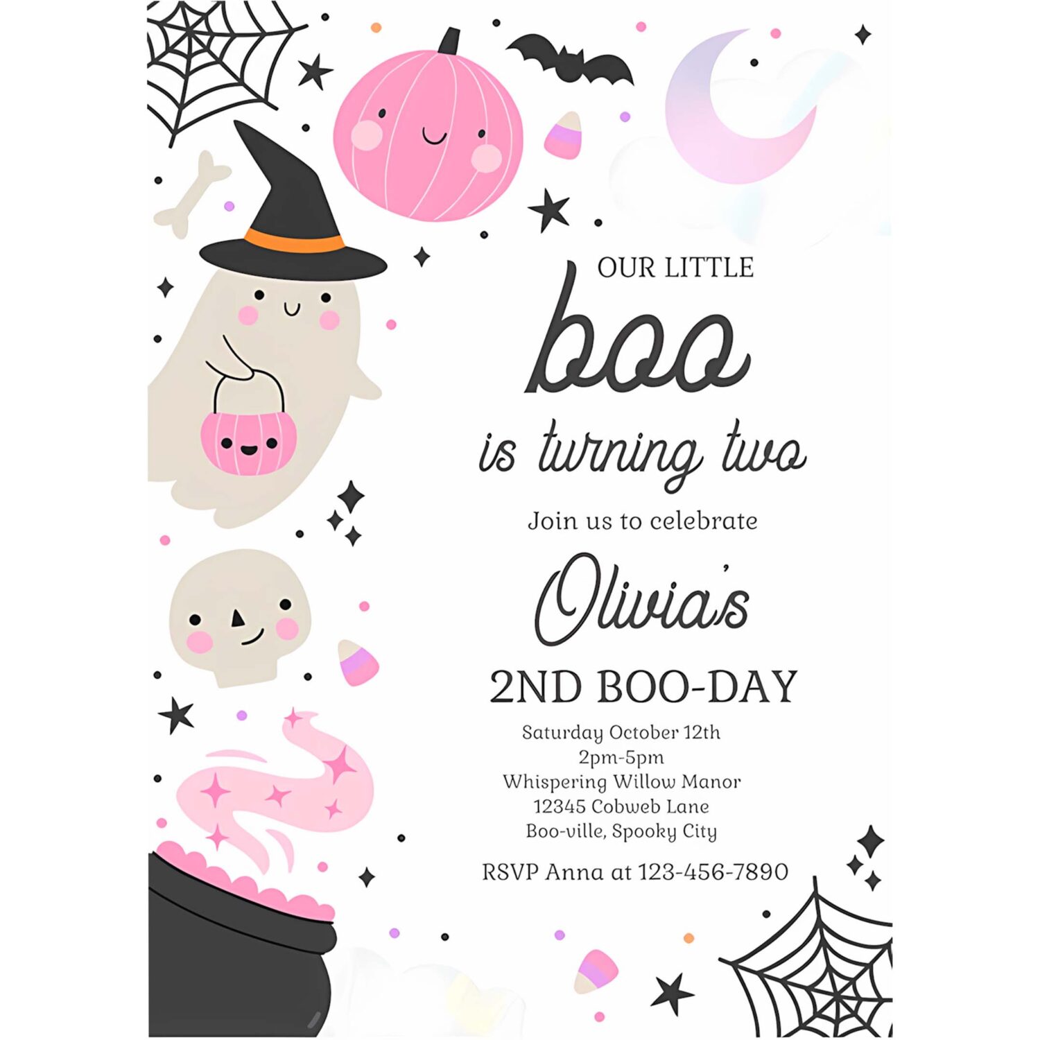 Editable little boo halloween ghost 2nd birthday party invitation boho groovy ghost halloween birthday party invite instant download 42w 4