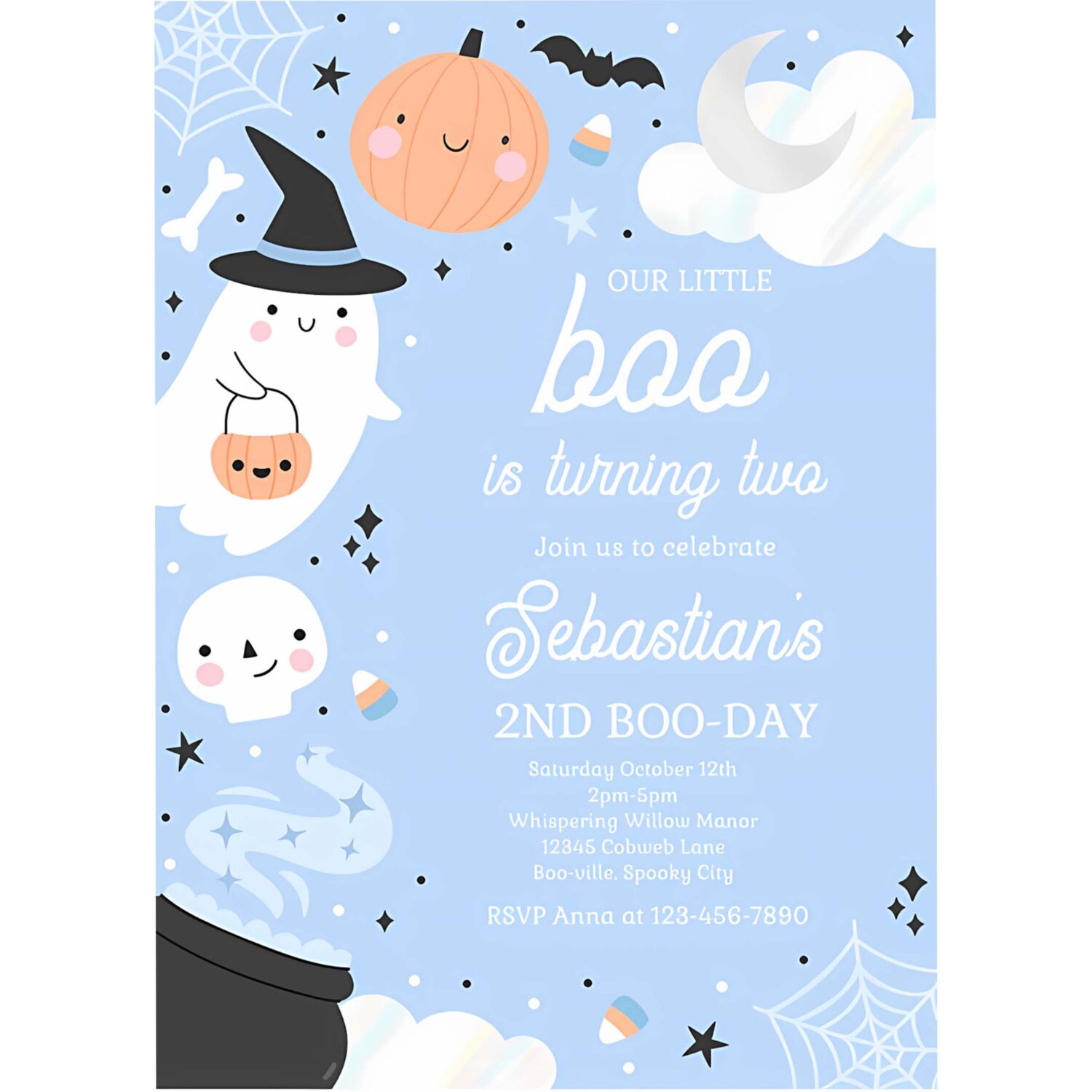 Editable little boo halloween ghost 2nd birthday party invitation spooktacular ghost halloween birthday party invite instant download 4w1 4