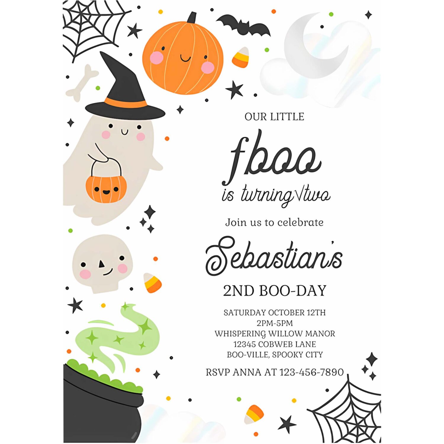 Editable little boo halloween ghost 2nd birthday party invitation spooktacular ghost halloween birthday party invite instant download 4w2 4
