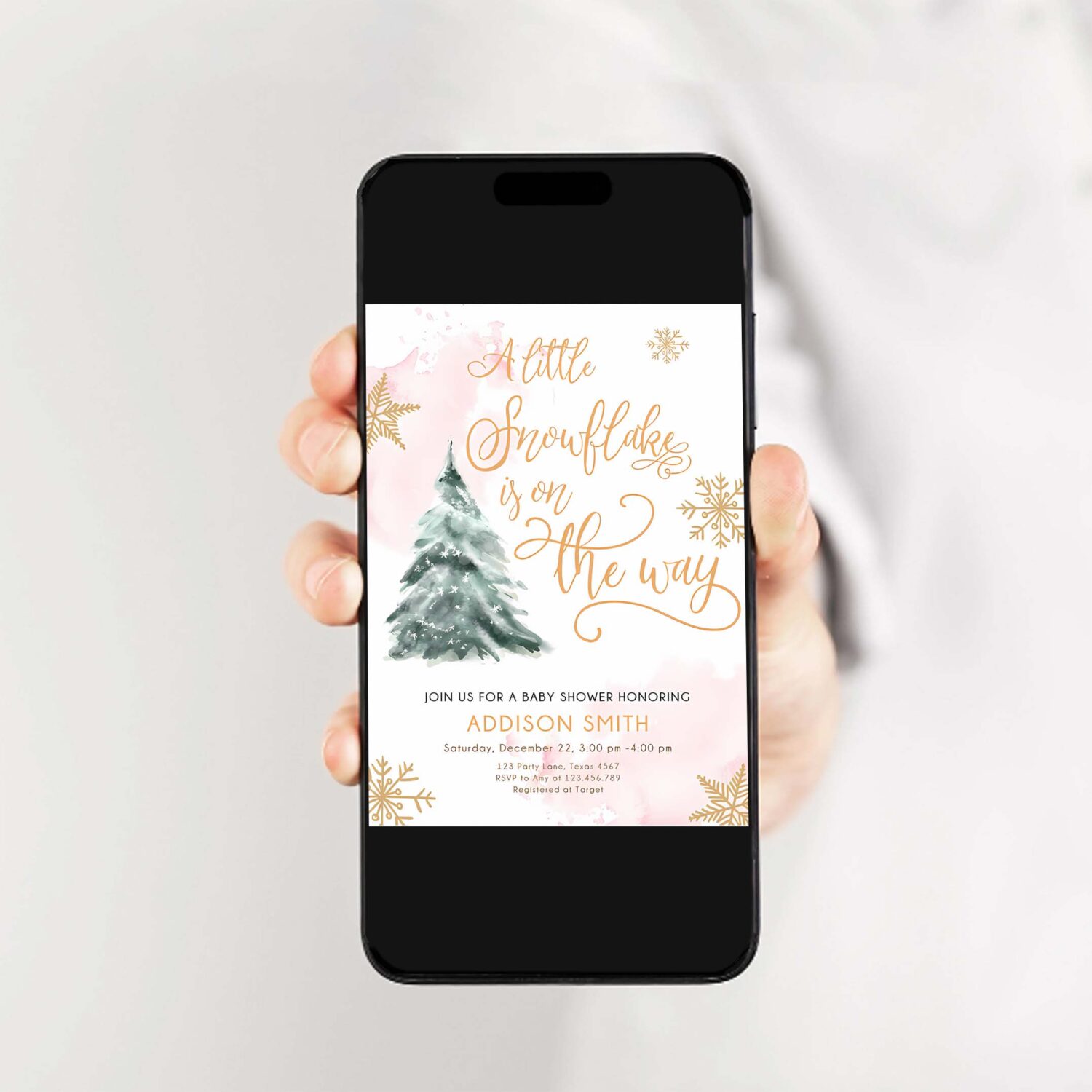Editable little snowflake on the way baby shower invitation winter baby shower baby its cold outside watercolor template download corjl 0363 2