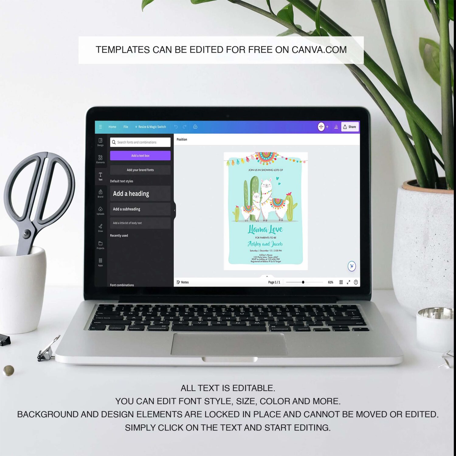 Editable llama baby shower invitation blue boy llama love fiesta cactus mexican couples shower download printable template corjl 0079 3