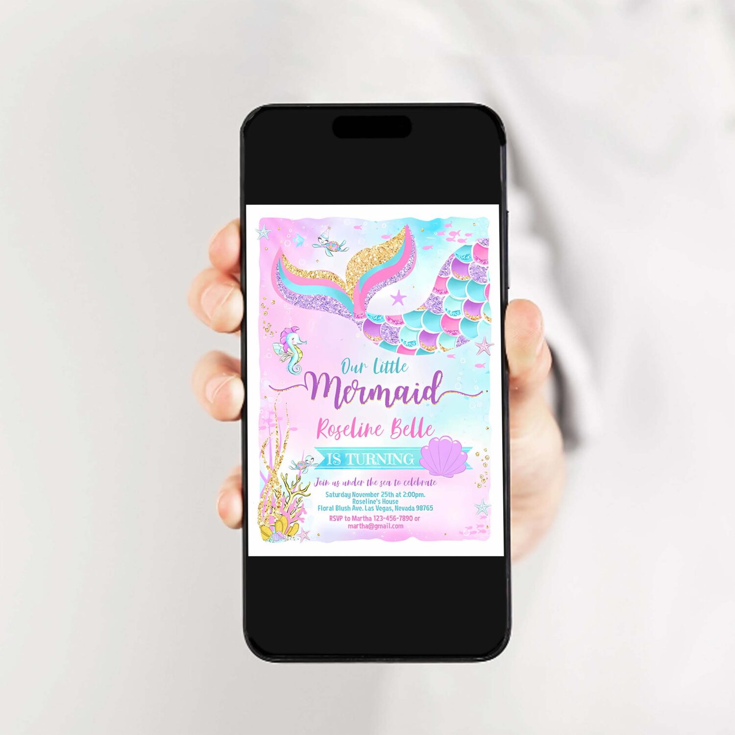 Editable mermaid birthday invitation mermaid invite under the sea birthday party 2