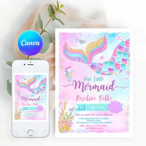 Under The Sea Invitation, Mermaid Birthday Invitation, Mermaid Invitation, Under the Sea Birthday Invitation