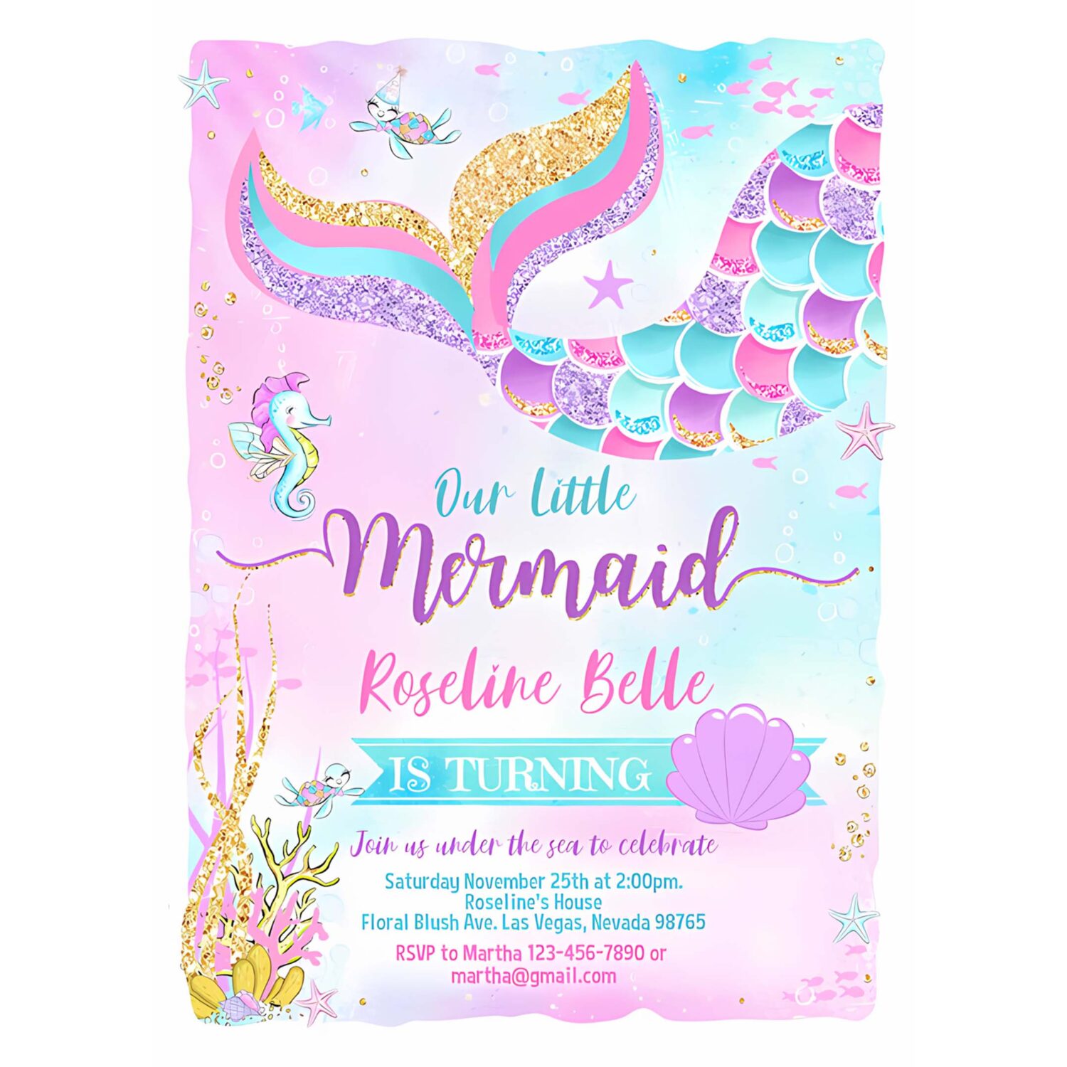 Editable mermaid birthday invitation mermaid invite under the sea birthday party 4