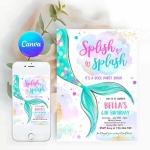Mermaid Invitation, Mermaid Birthday Invitation