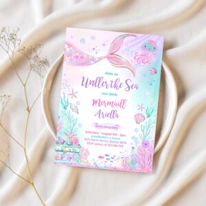 Editable mermaid birthday invitation mermaid under the sea birthday party whimsical mermaid birthday party 1