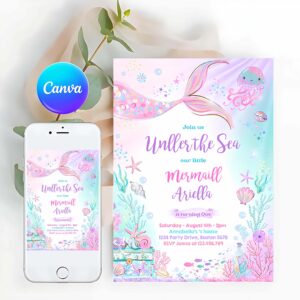 Mermaid Invitation, Mermaid Birthday Invitation