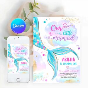 Mermaid Invitation, Mermaid Birthday Invitation