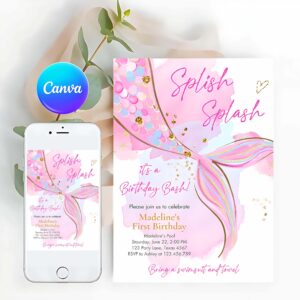 Mermaid Invitation, Mermaid Birthday Party Invitation