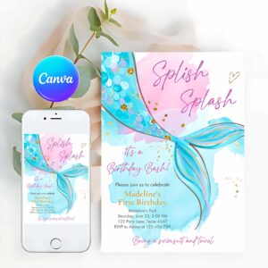 Mermaid Invitation, Mermaid Birthday Party Invitation