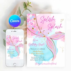 Mermaid Invitation, Mermaid Birthday Party Invitation