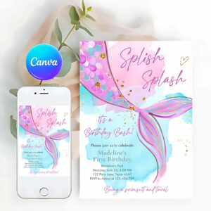 Mermaid Invitation, Mermaid Birthday Party Invitation