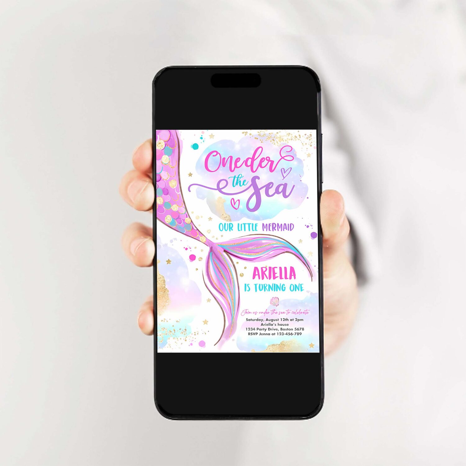 Editable mermaid oneder the sea 1st birthday invitation mermaid 1st birthday party pink gold whimsical mermaid birthday 2