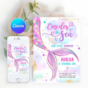 Mermaid Invitation, Mermaid ONEder The Sea 1st Birthday, Birthday Invitation