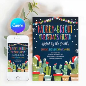 Merry And Bright Invitation, Merry and Bright Christmas Fiesta Invitation