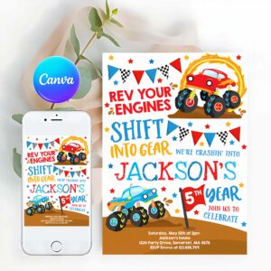 Monster Truck Invitation, Monster Truck Invitation