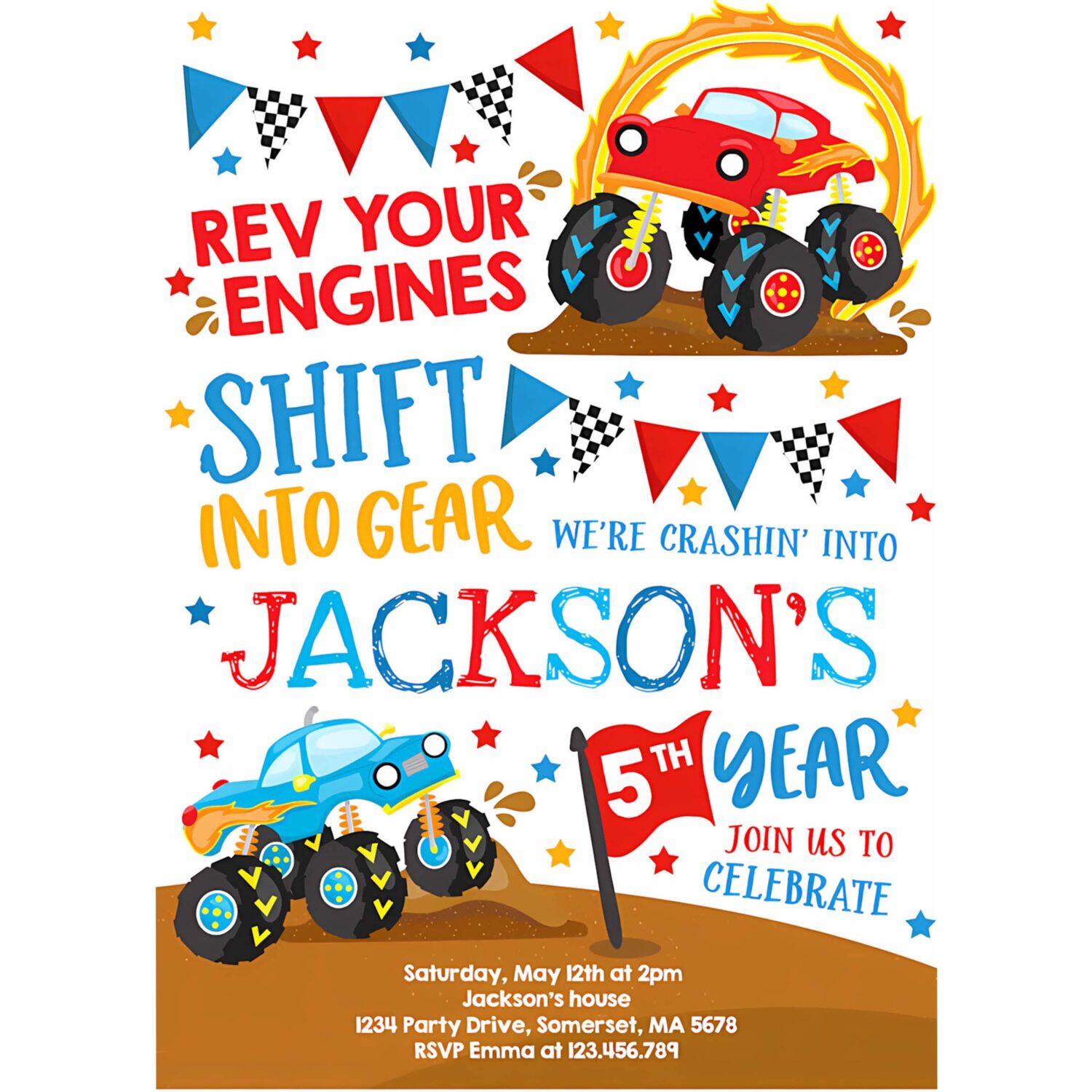 Editable monster truck invitation monster truck birthday invitation truck invitation monster truck birthday party 4