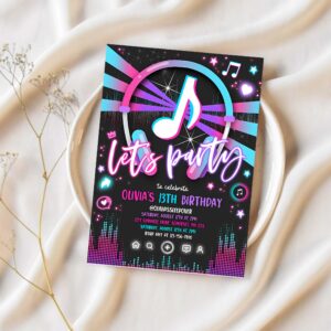Editable music birthday invitation music app teen tween birthday party invite musical app social media birthday party 1