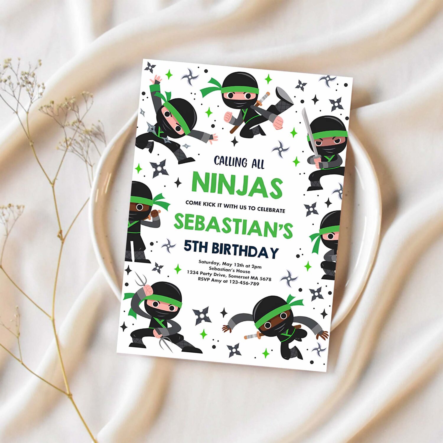 Editable ninja birthday invitation karate birthday invitation warrior birthday party martial arts ninja party 1