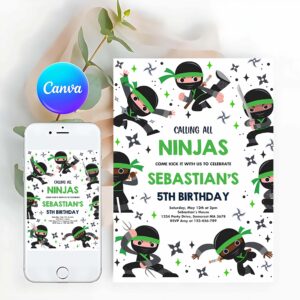 Ninja Invitation, Karate Birthday Invitation Warrior Birthday Party Martial Arts Ninja Party Invitation