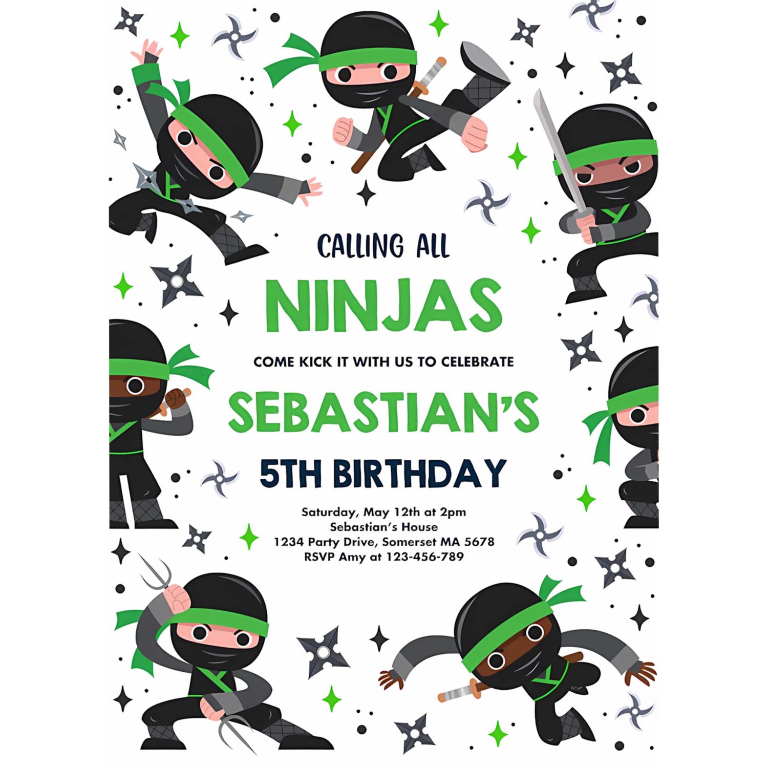 Editable ninja birthday invitation karate birthday invitation warrior birthday party martial arts ninja party 4