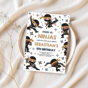 Editable ninja birthday party invitation karate birthday invitation warrior birthday party martial arts ninja party 1