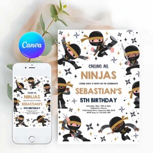 Ninja Invitation, Ninja Birthday Party Invitation Karate Birthday Invitation Warrior Birthday Party Invitation