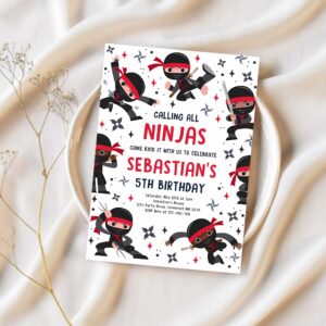 Editable ninja birthday party invitation karate birthday invitation warrior birthday party martial arts ninja party instant download cr4 1